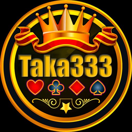 Taka333 cartoon characters celebrating with coins and a mobile gaming app interface